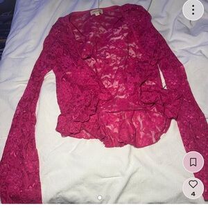 Elegant Pink Lace Women's Top